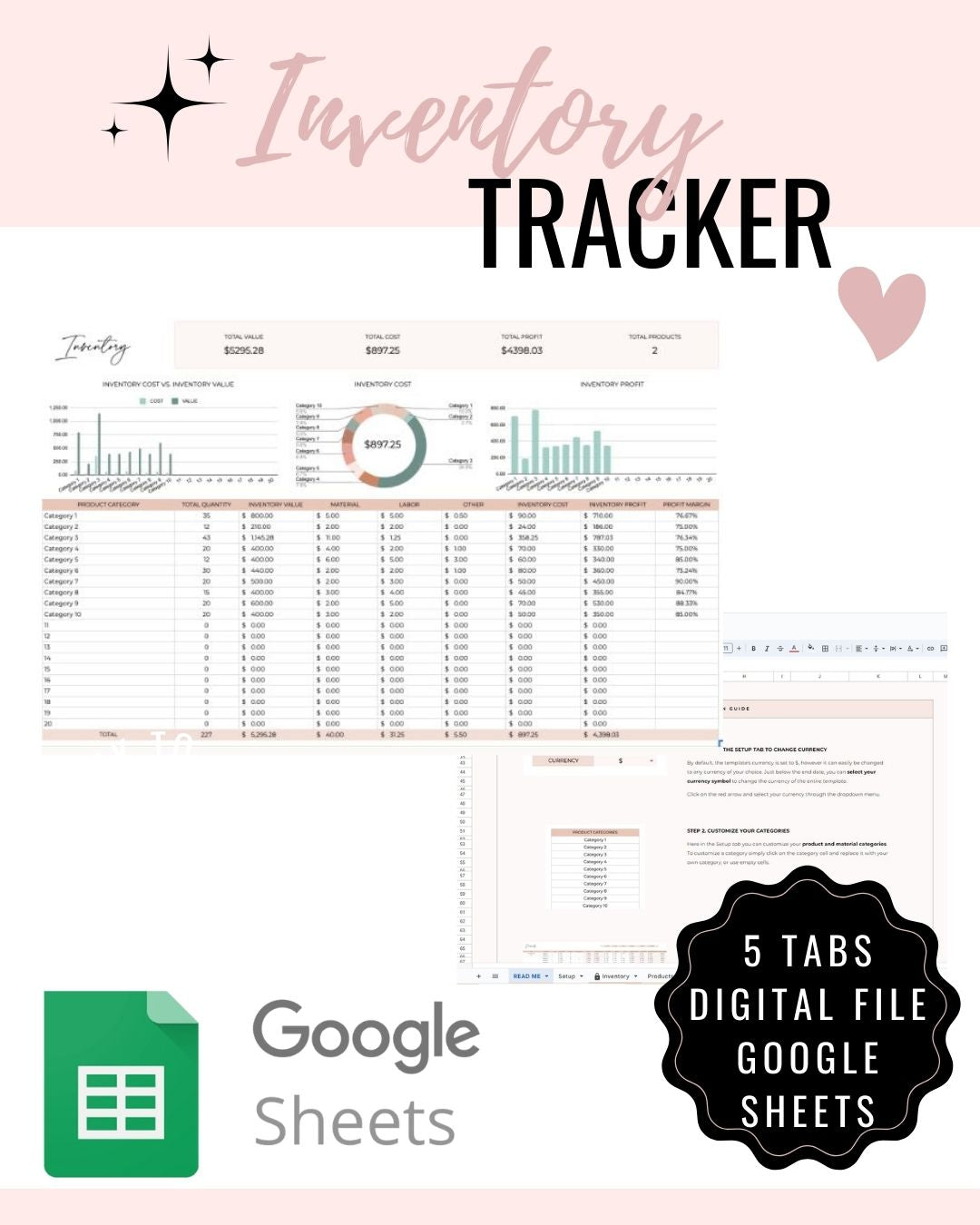 Business Inventory Tracker Spreadsheet Google Sheets Instant Download www.printables.life