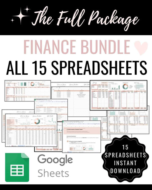 Download printable for finances - bundle of over 15 finance spreadsheets for instant download - google sheets easy to use