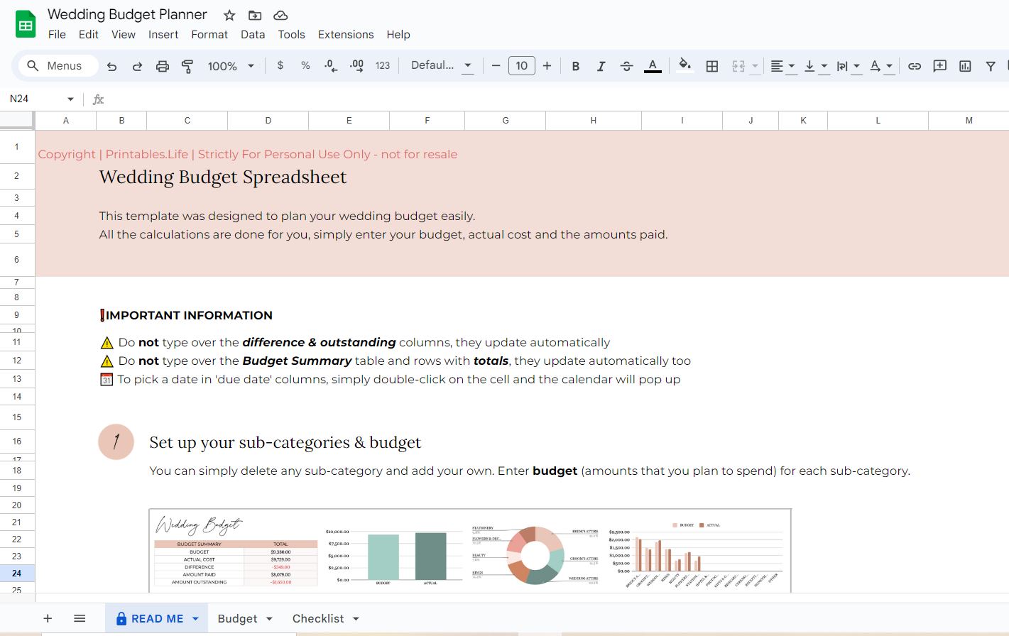 Wedding planning made is with this instant template with checklists and budget spreadsheets. 